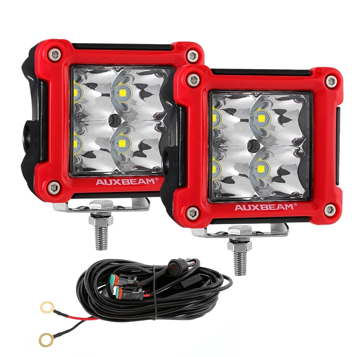 3 Inch 40W Spot/Flood Beam LED Pods Light + Universal LED Working Lights Mounting Brackets