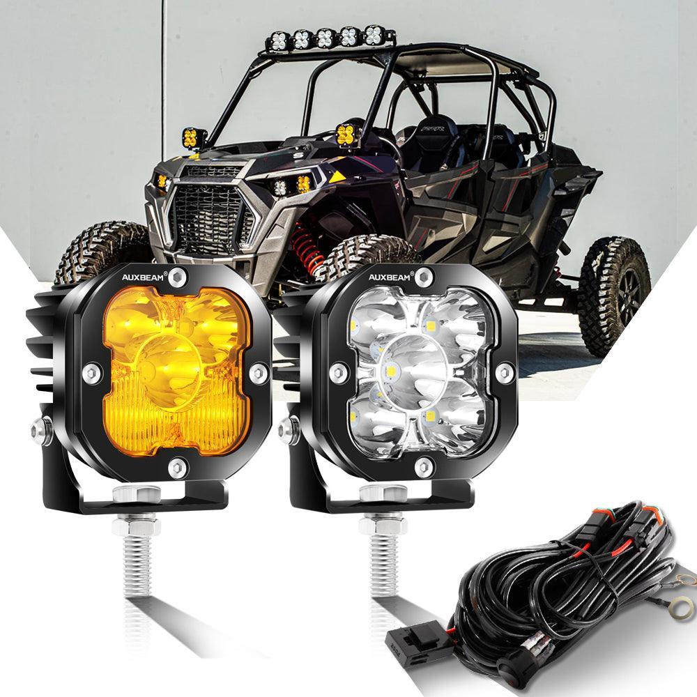 Auxbeam 3 Inch 80W LED Pods Lights White&Amber for ATV UTV SIDE BY SIDE 4X4
