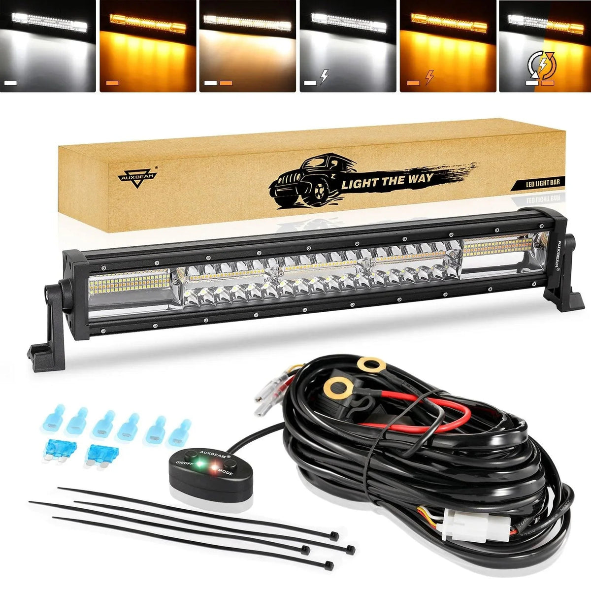 Auxbeam Series 22 Inch/30 Inch/42 Inch/50 Inch White&Amber LED Light Bars