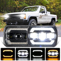 Auxbeam 7x6 Inch Sealed Beam LED Headlights with Hi-Lo Beam Yellow Turn Signal