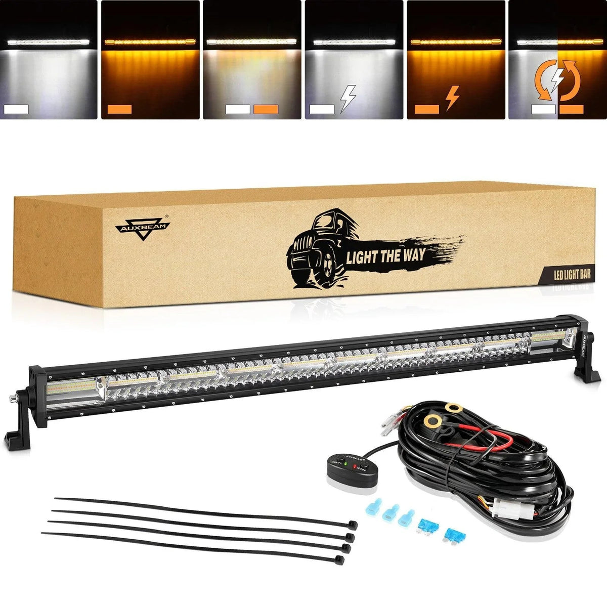 Auxbeam Series 22 Inch/30 Inch/42 Inch/50 Inch White&Amber LED Light Bars