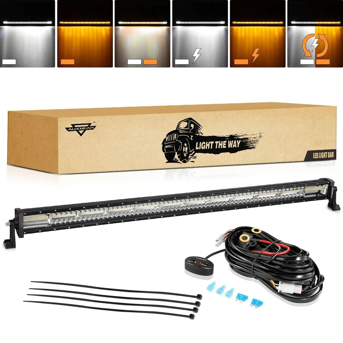 Auxbeam Series 22 Inch/30 Inch/42 Inch/50 Inch White&Amber LED Light Bars