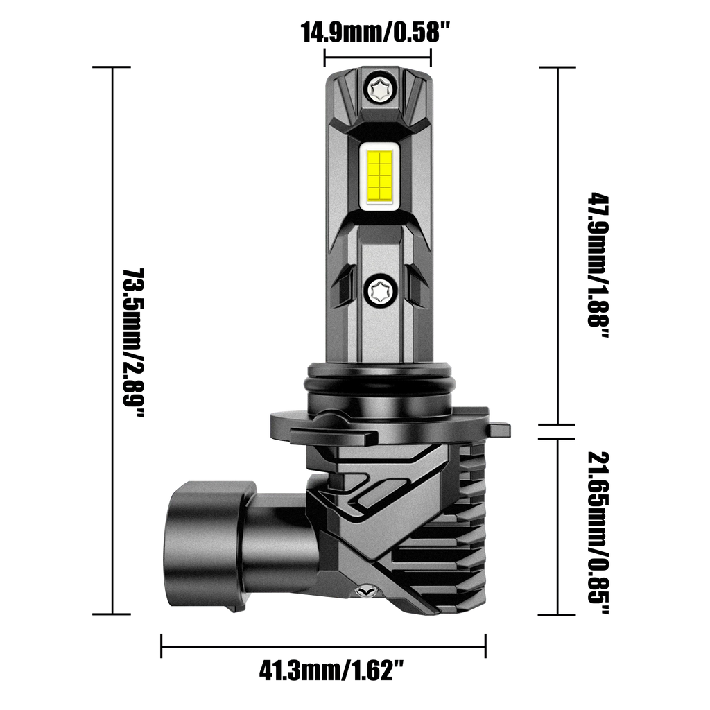 Auxbeam 9005+9006 LED Headlight Bulbs Q15 Series Fanless&Wireless 60W 4 Bulbs