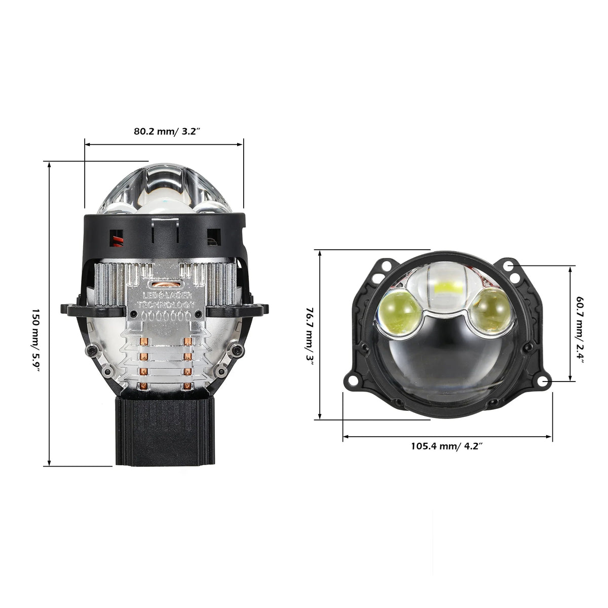 Auxbeam 3 Inch 158W Ultra-Brightness & Wider Light Pattern Triple Direct Bi-LED