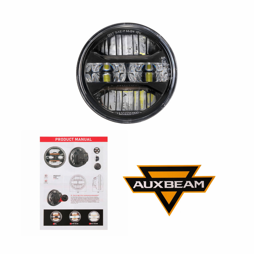 Auxbeam 5.75 Inch 55W DOT Motorcycle LED Headlight for Sportster/Softail/Dyna