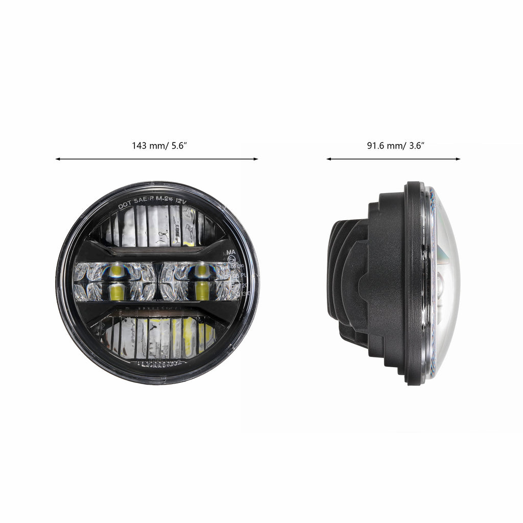 Auxbeam 5.75 Inch 55W DOT Motorcycle LED Headlight for Sportster/Softail/Dyna