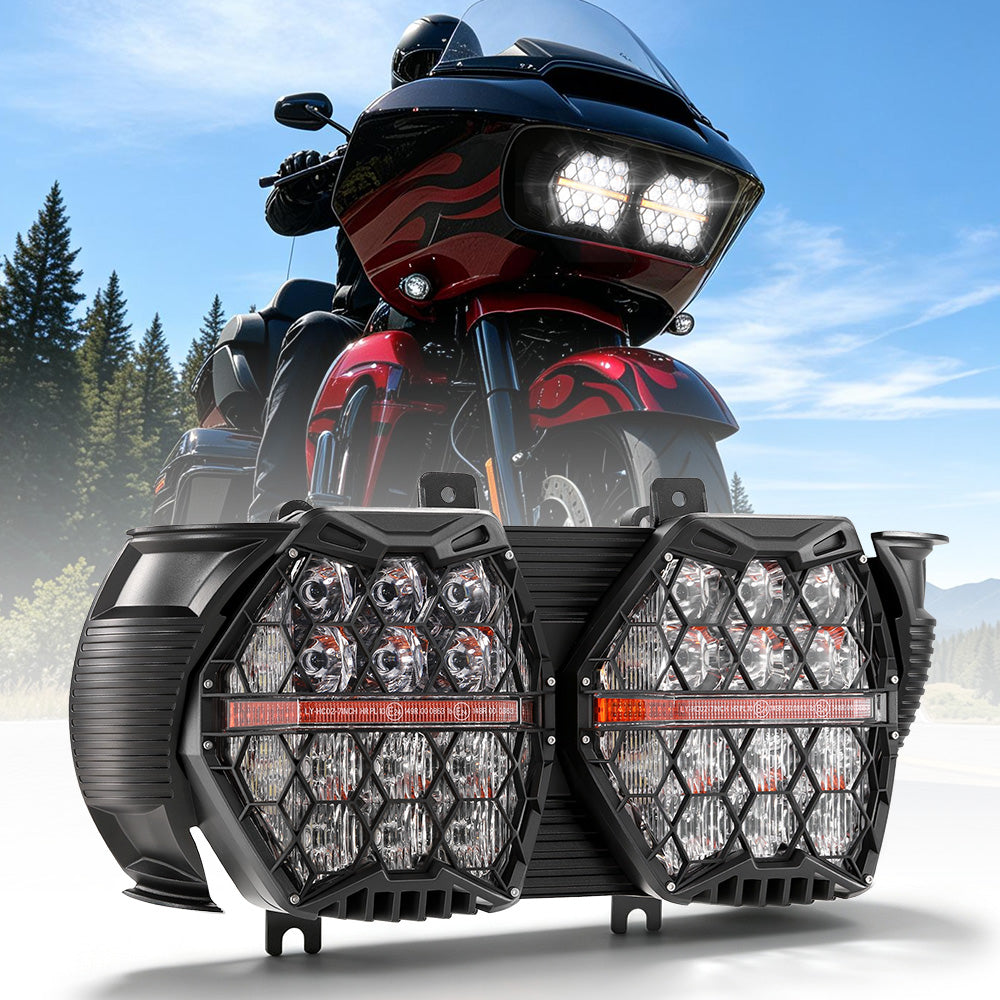 Auxbeam DOT Motorcycle LED Dual Headlight for 2015-2016 CVO Road Glide Ultra