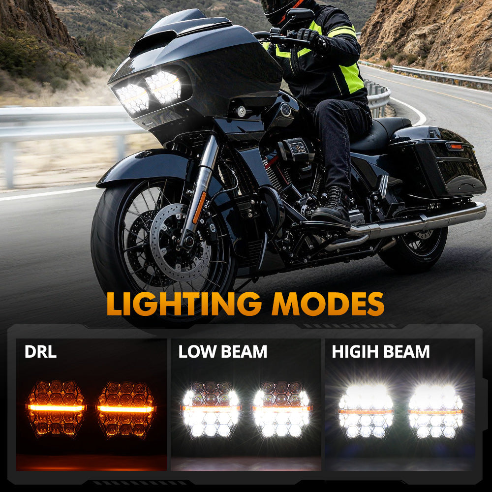 Auxbeam DOT Motorcycle LED Dual Headlight for 2015-2016 CVO Road Glide Ultra