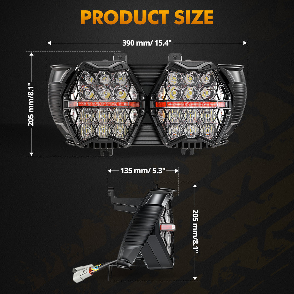 Auxbeam DOT Motorcycle LED Dual Headlight for 2015-2016 CVO Road Glide Ultra
