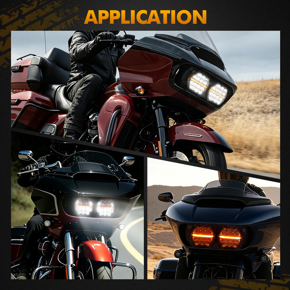 Auxbeam DOT Motorcycle LED Dual Headlight for 2015-2016 CVO Road Glide Ultra