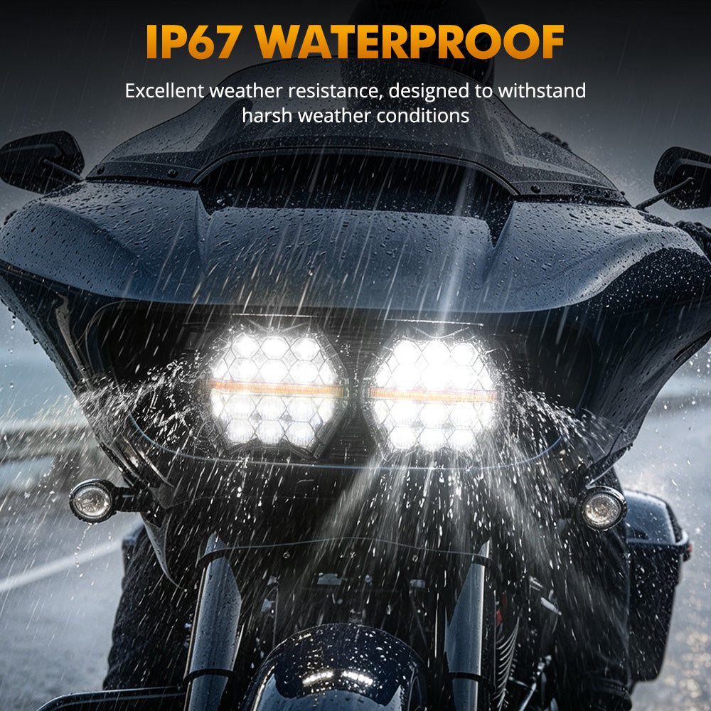 Auxbeam DOT Motorcycle LED Dual Headlight for 2015-2016 CVO Road Glide Ultra