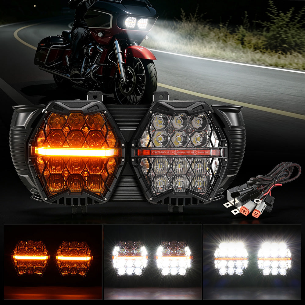Auxbeam DOT Motorcycle LED Dual Headlight for 2015-2016 CVO Road Glide Ultra