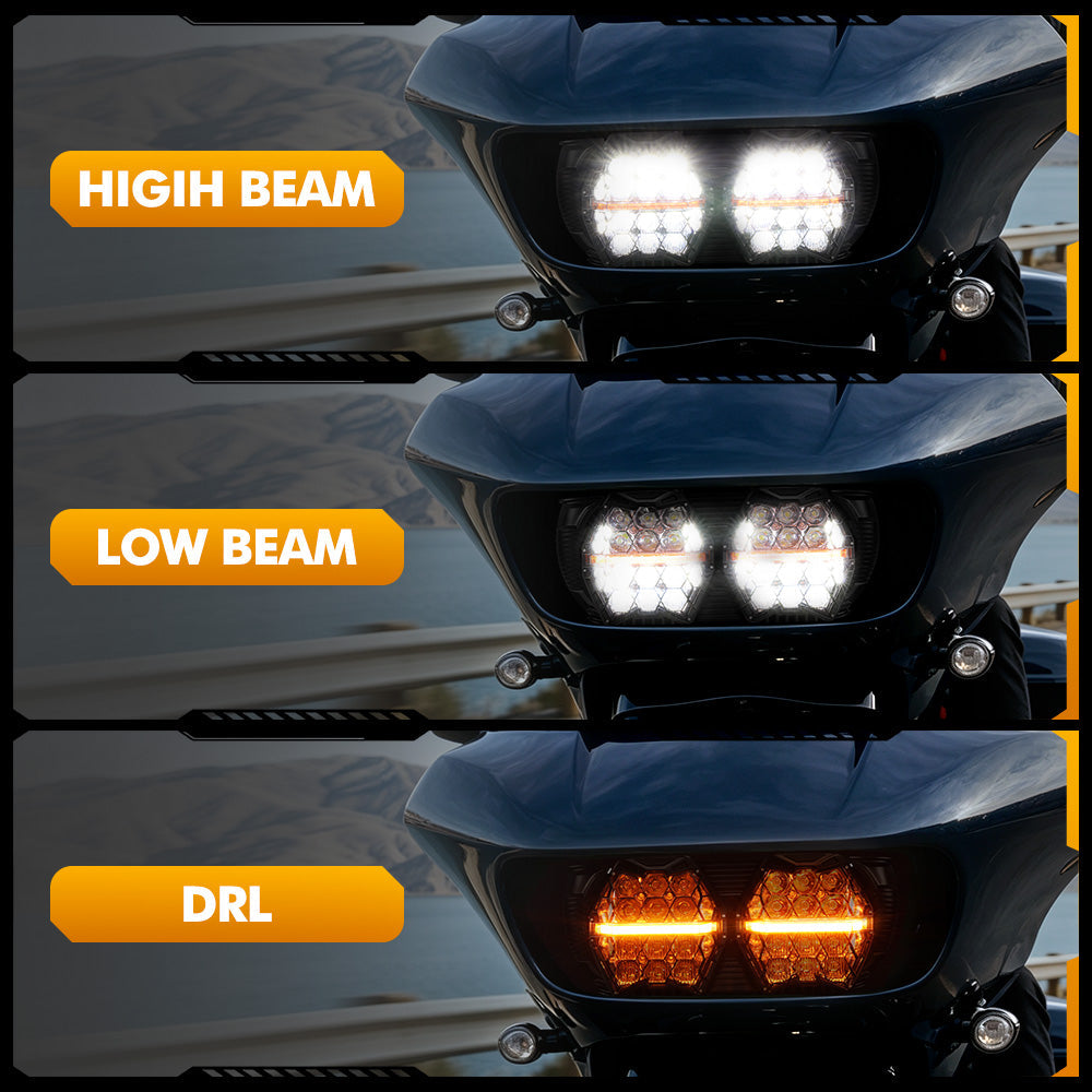Auxbeam DOT Motorcycle LED Dual Headlight for 2015-2016 CVO Road Glide Ultra
