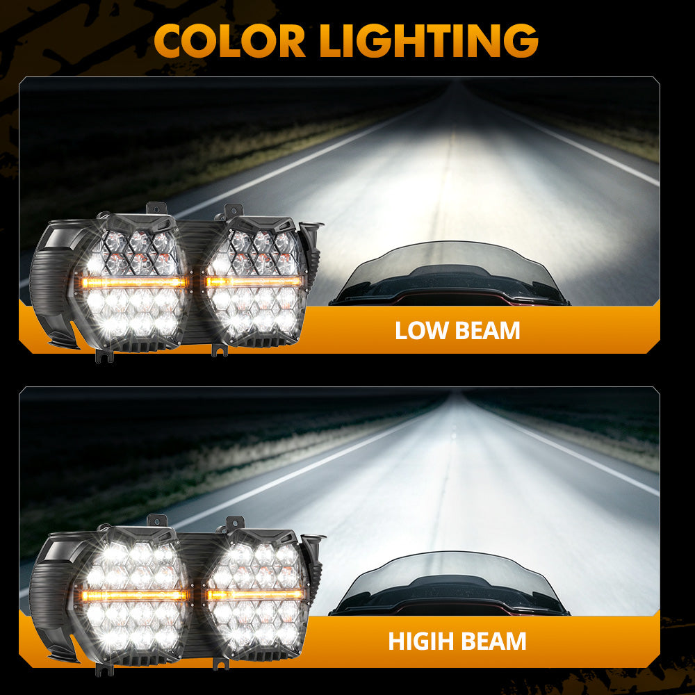 Auxbeam DOT Motorcycle LED Dual Headlight for 2015-2016 CVO Road Glide Ultra