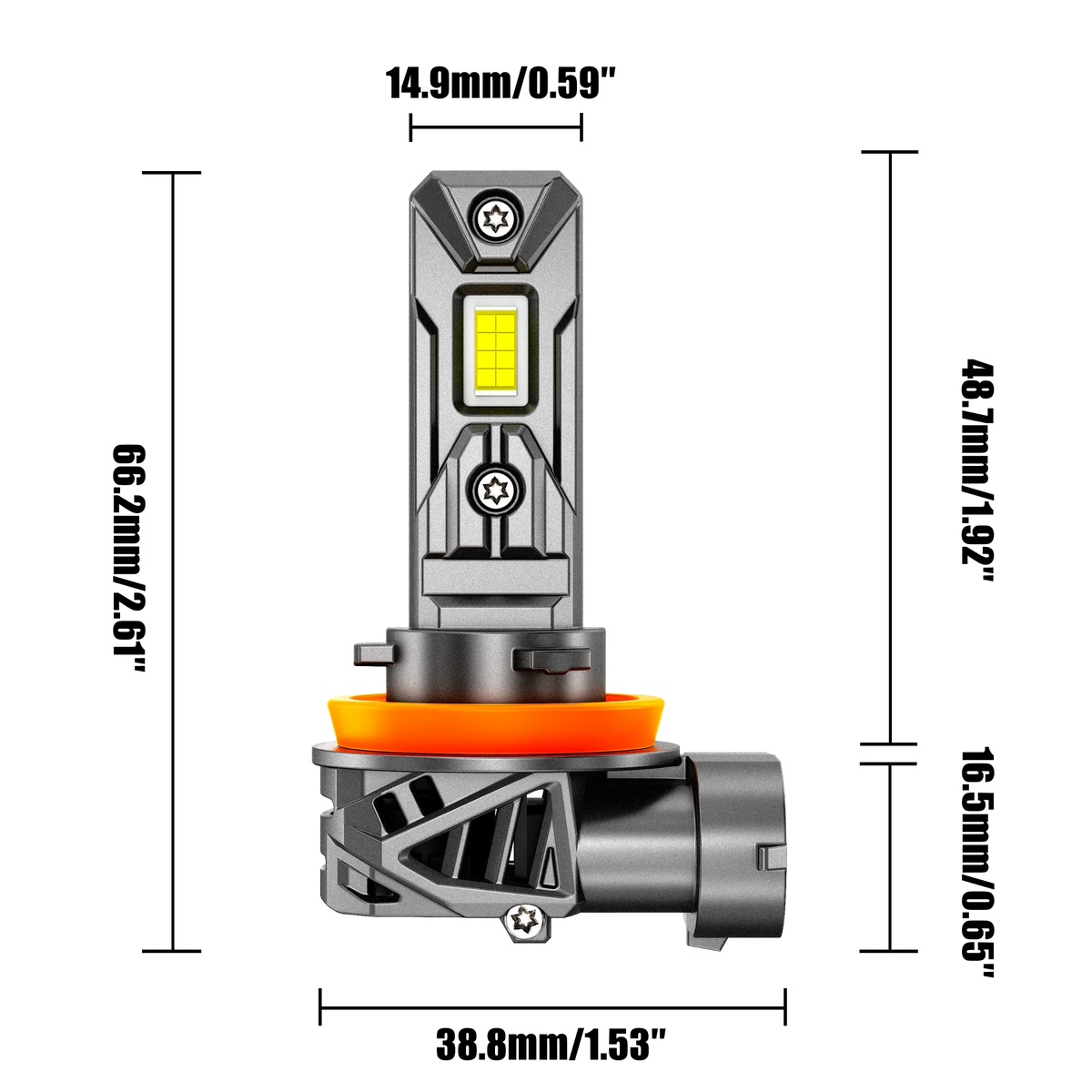 Auxbeam H11/H9/H8 LED Headlight Bulb 90W Q26S Series 1:1 Same OEM Size 2 Bulbs