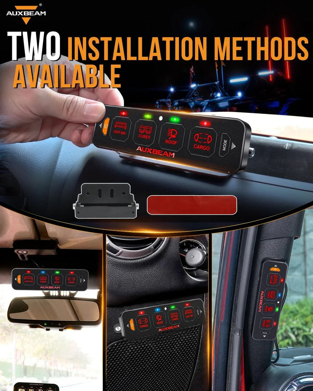 Auxbeam AS Series 4 Gang (AS-400) RGB Slim Switch Panel with APP&Remote Control