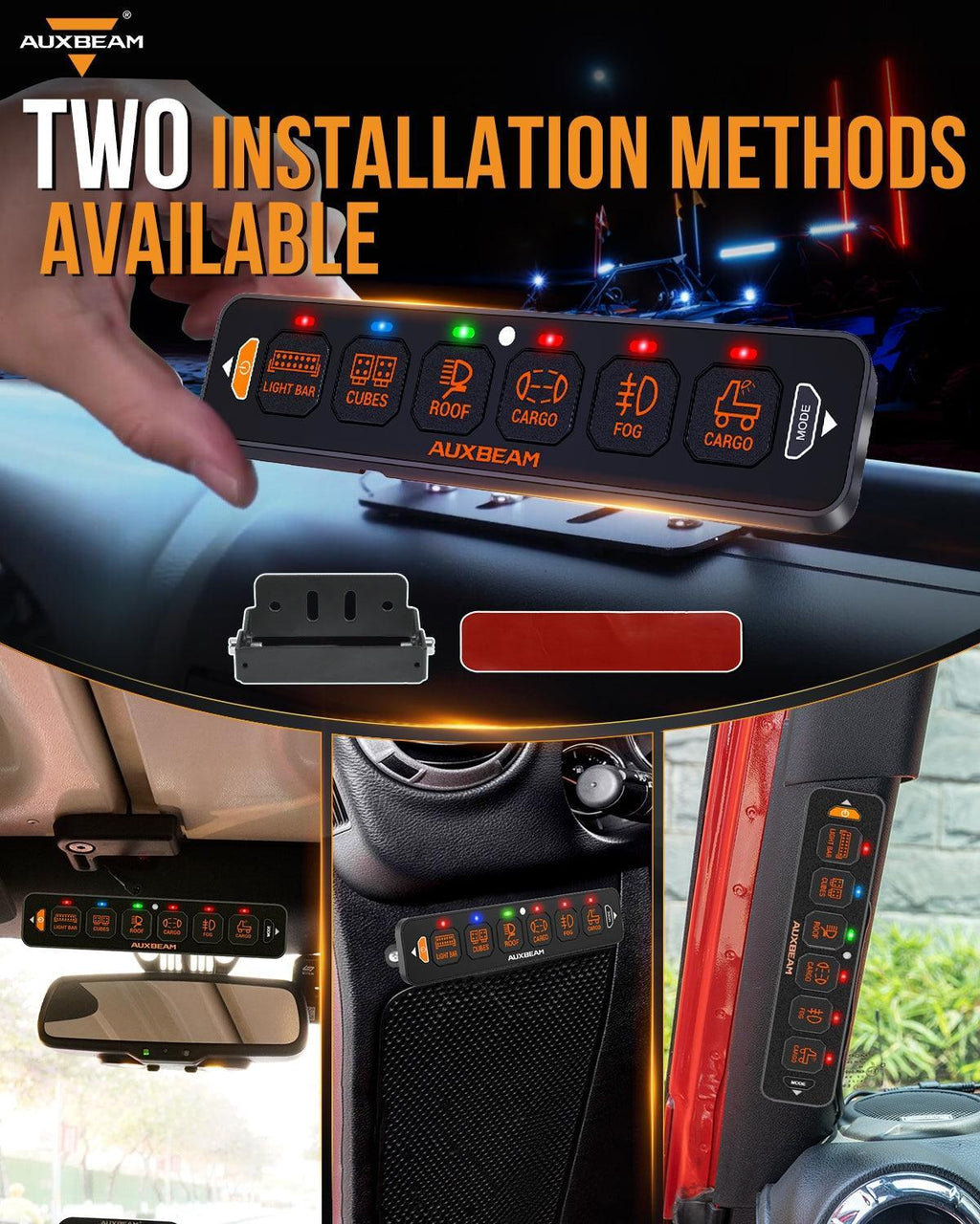 AS Series 6 Gang (AS-600) RGB Slim Switch Panel with APP&Remote Control, Toggle/ Momentary/ Pulsed Mode Supported(One-Sided Outlet)