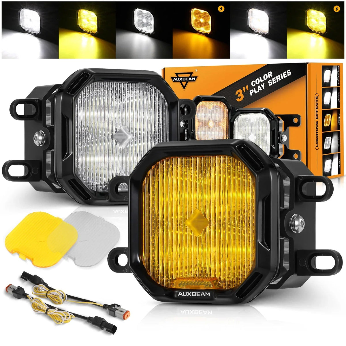 Auxbeam Color Play Series 3 Inch LED Fog Light for Toyota 4Runner/Toyota Tacoma