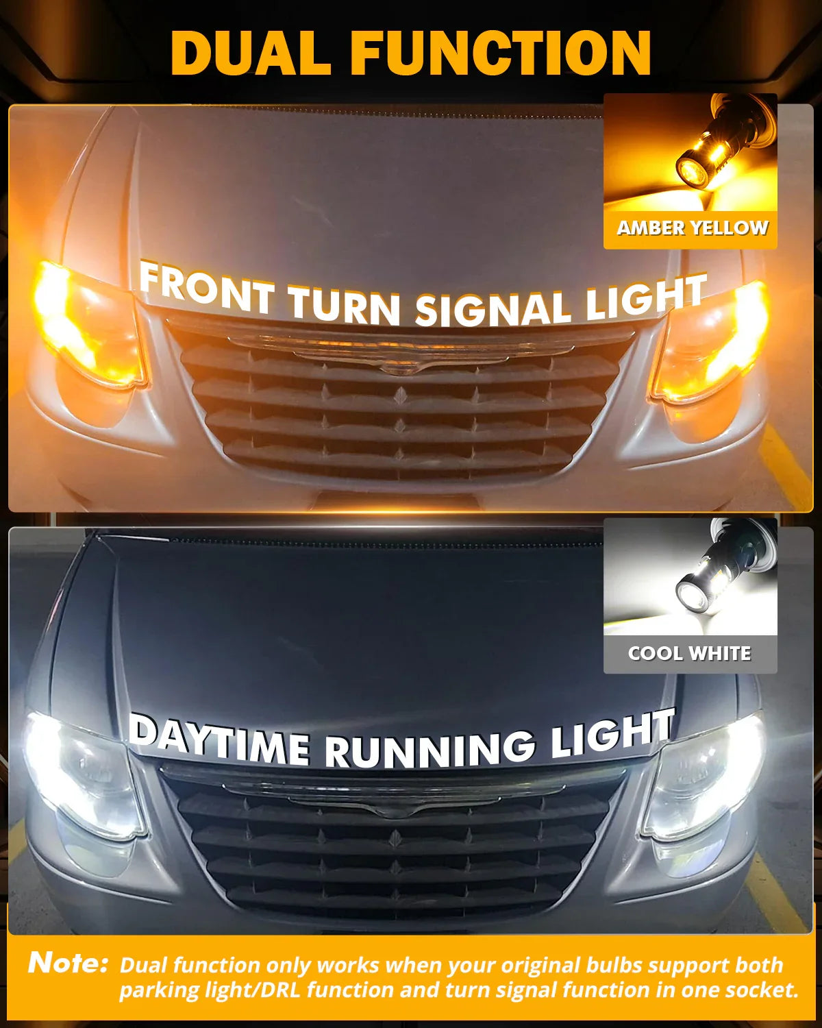 Auxbeam Light Dual Color for 2009-2015 Toyota Tacoma 3157 DRL&Turn Signal