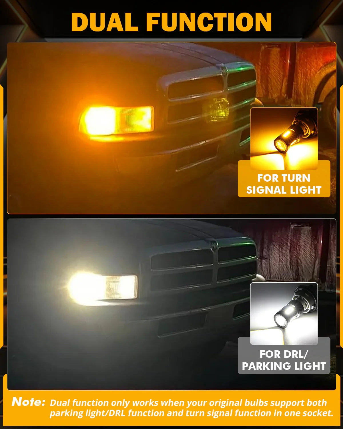 Auxbeam 1157 BAY15D LED Front Turn Signal & DRL Light Bulbs Dual Color