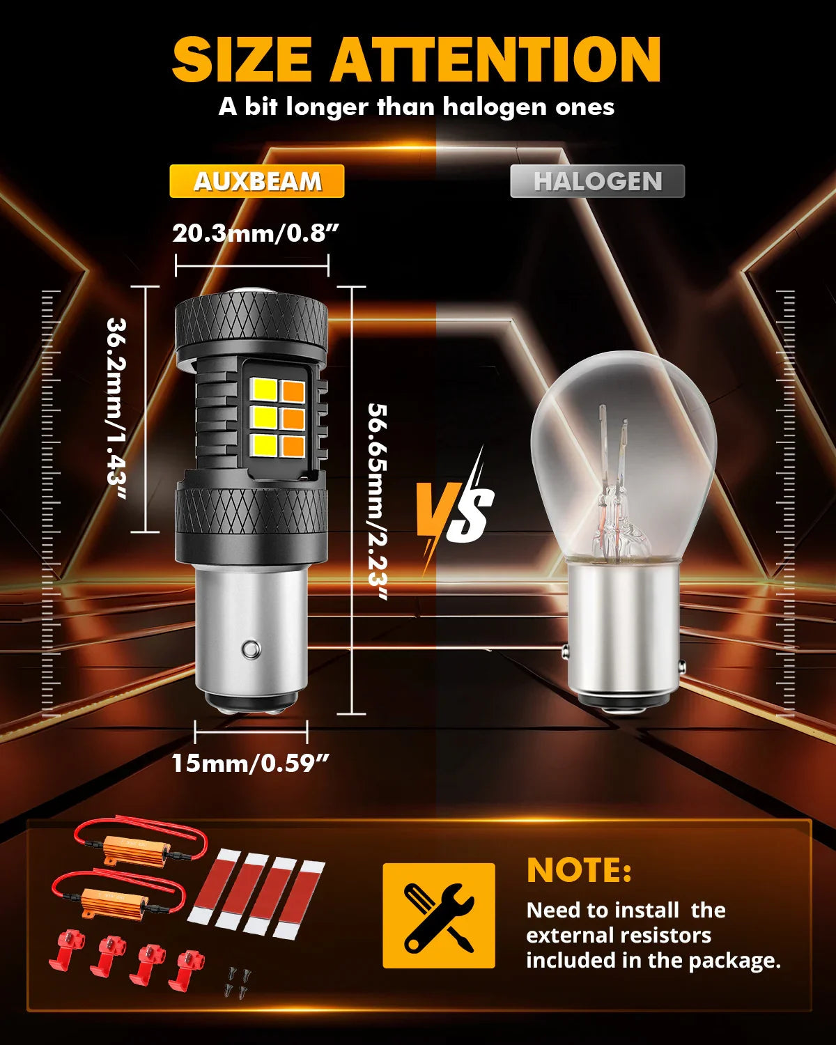 Auxbeam 1157 BAY15D LED Front Turn Signal & DRL Light Bulbs Dual Color
