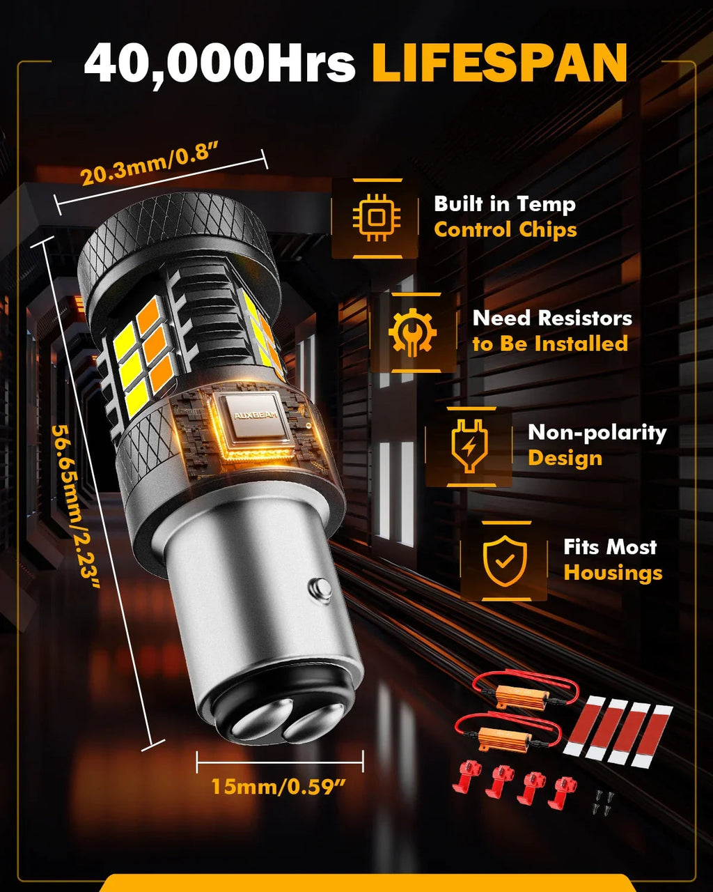 Auxbeam 1157 BAY15D LED Front Turn Signal & DRL Light Bulbs Dual Color