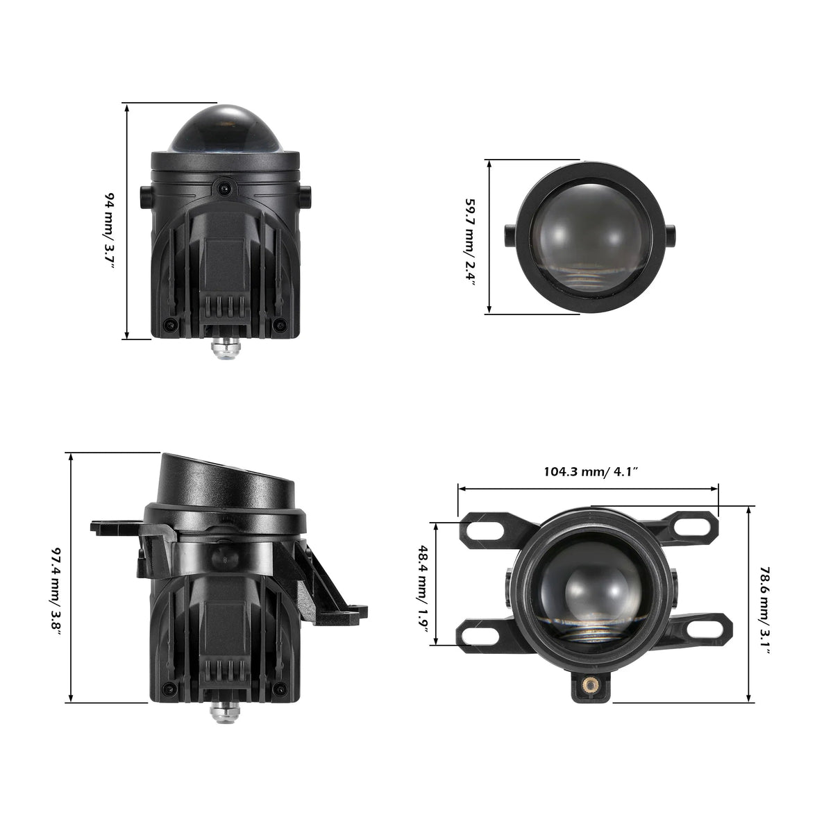 Auxbeam 2 Inch 70W Bi-LED Projector Lens Fog Light 6000K HD Lens for Toyota