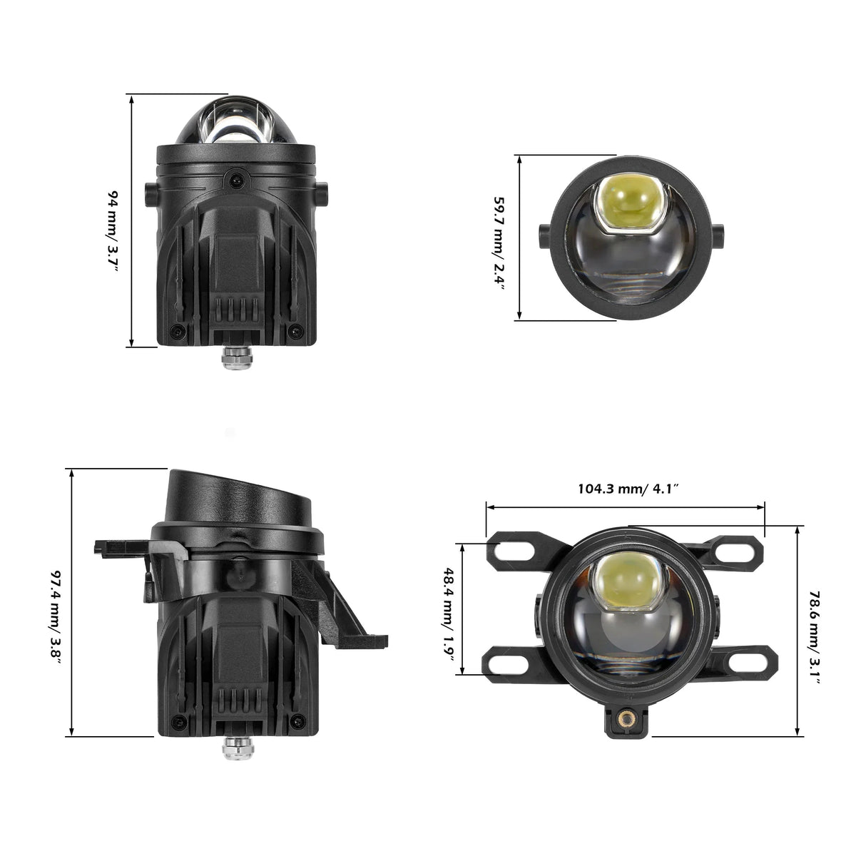 Auxbeam 2 Inch 80W Bi-LED Projector Lens Fog Light 6000K Hyperboloid for Toyota