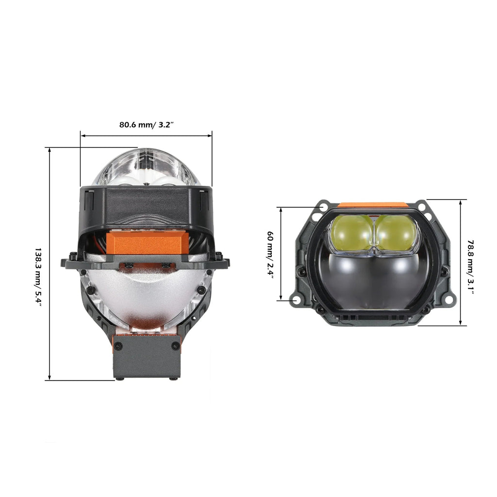 Auxbeam 3 Inch 144W 6000K Hyperboloid Bi-LED Projector Lens Headlight