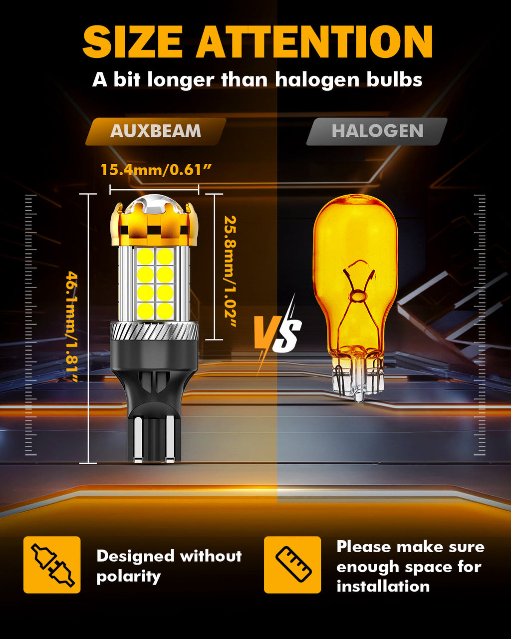 Auxbeam 912 921 T15 W16W LED Backup/Brake/Tail Light Bulbs 21W 6500K White B21