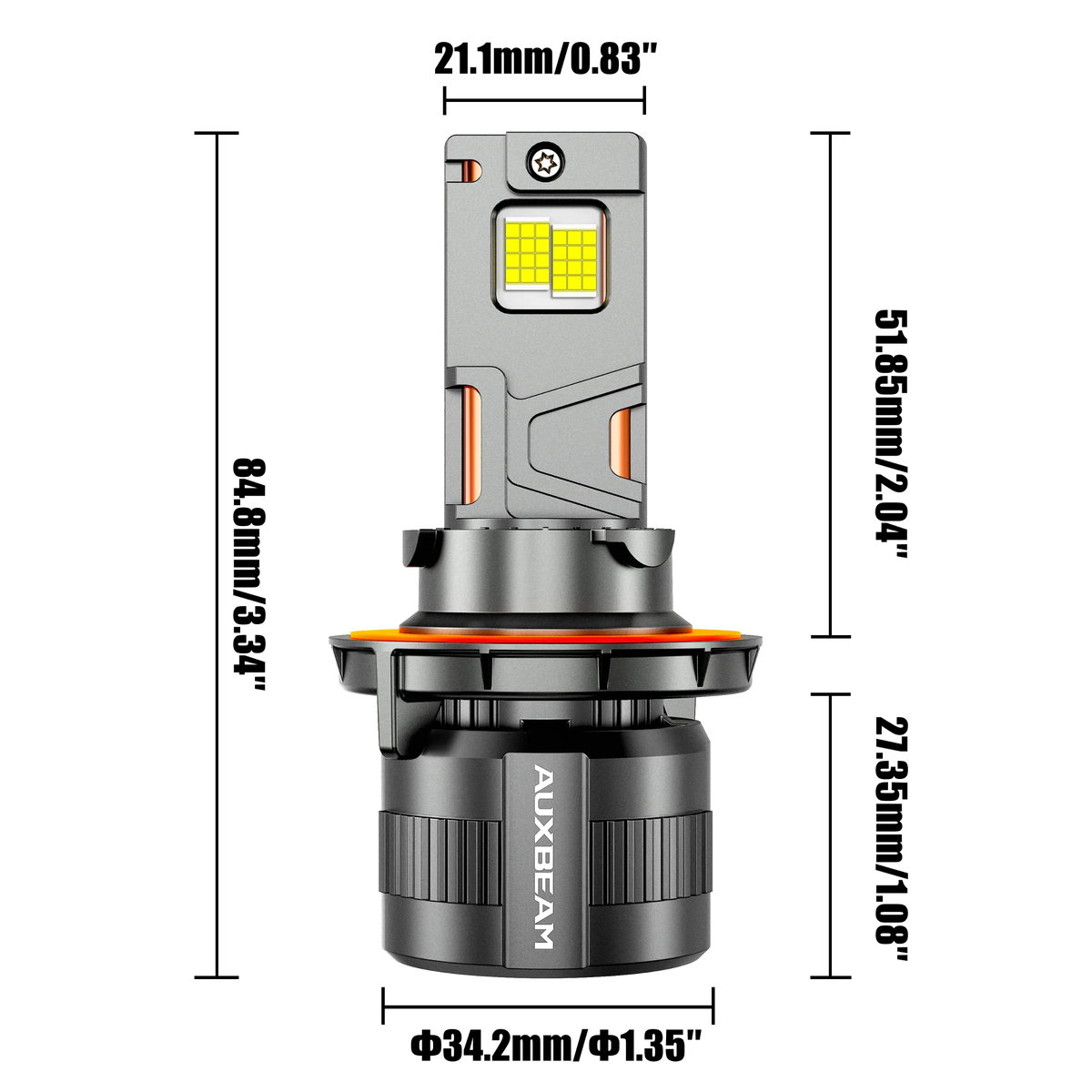 Auxbeam H13/9008 LED Headlight Bulbs 130W F35 Series Dual Compatibility 12V/24V
