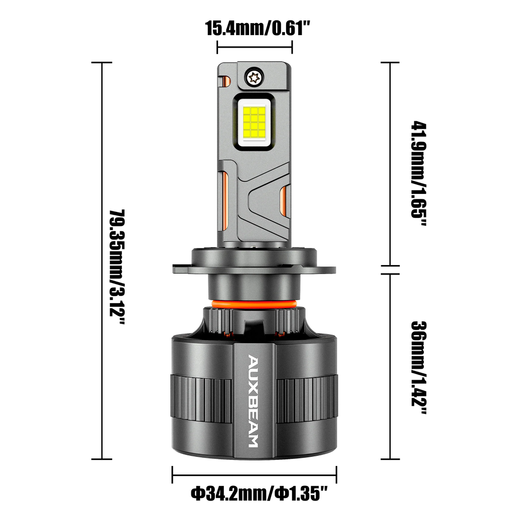 Auxbeam H7 LED Headlight Bulbs 130W F35 Series Dual Compatibility 12V/24V 2