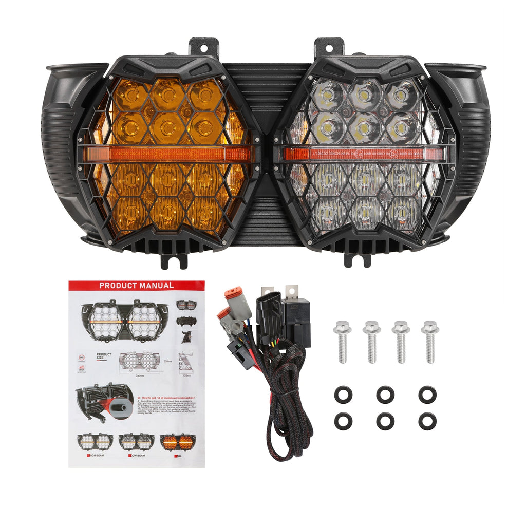Auxbeam DOT Motorcycle LED Dual Headlight for 2015-2016 CVO Road Glide Ultra