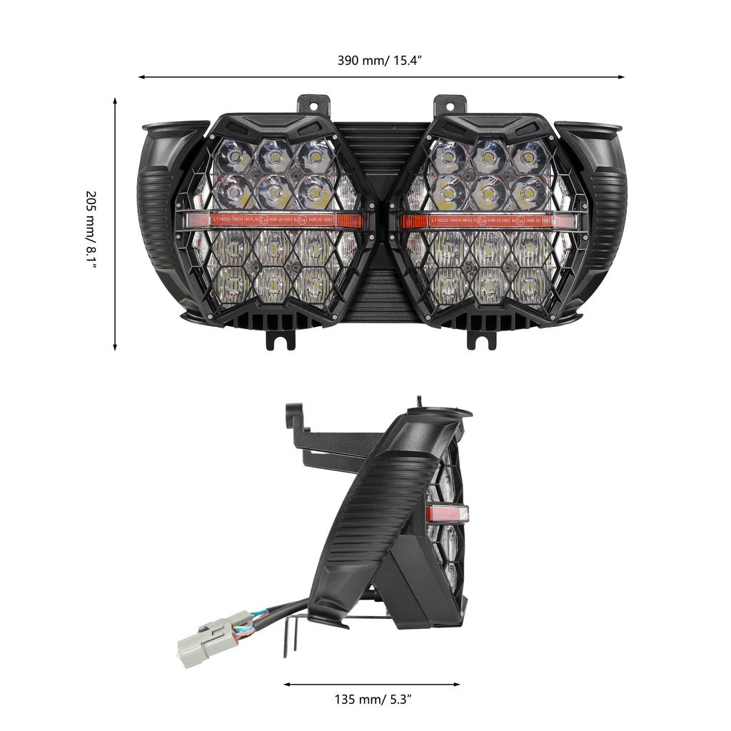 Auxbeam DOT Motorcycle LED Dual Headlight for 2015-2016 CVO Road Glide Ultra