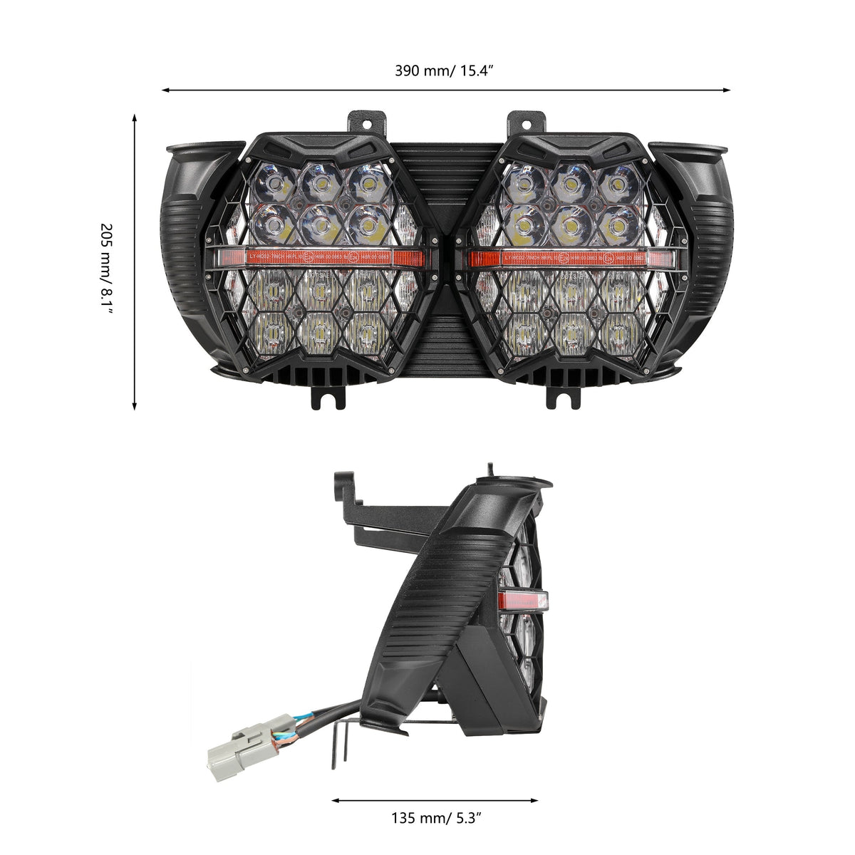 Auxbeam DOT Motorcycle LED Dual Headlight for 2015-2016 CVO Road Glide Ultra