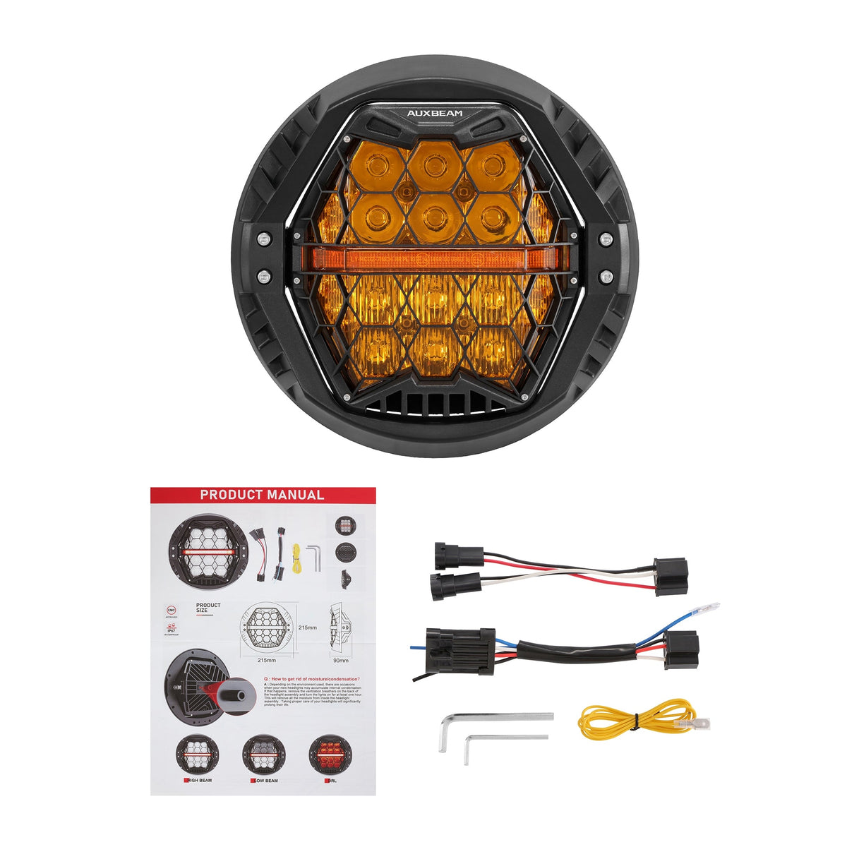 Auxbeam 7 Inch 120W DOT Motorcycle LED Headlight for Kawasaki Vulcan Mean Streak