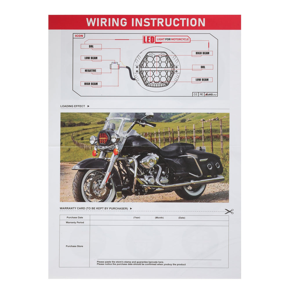 Auxbeam 7 Inch 120W DOT Motorcycle LED Headlight for Kawasaki Vulcan Mean Streak