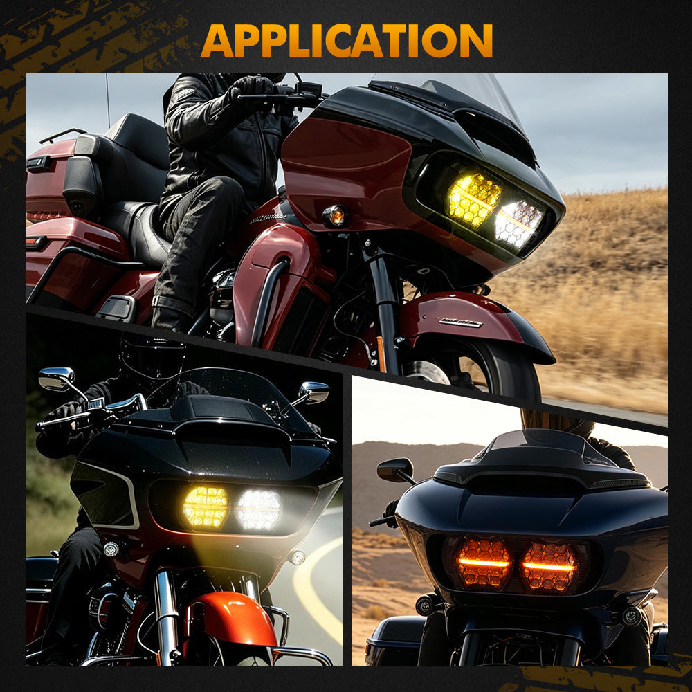 Auxbeam DOT Motorcycle LED Dual Headlight for 2015-2016 CVO Road Glide Ultra