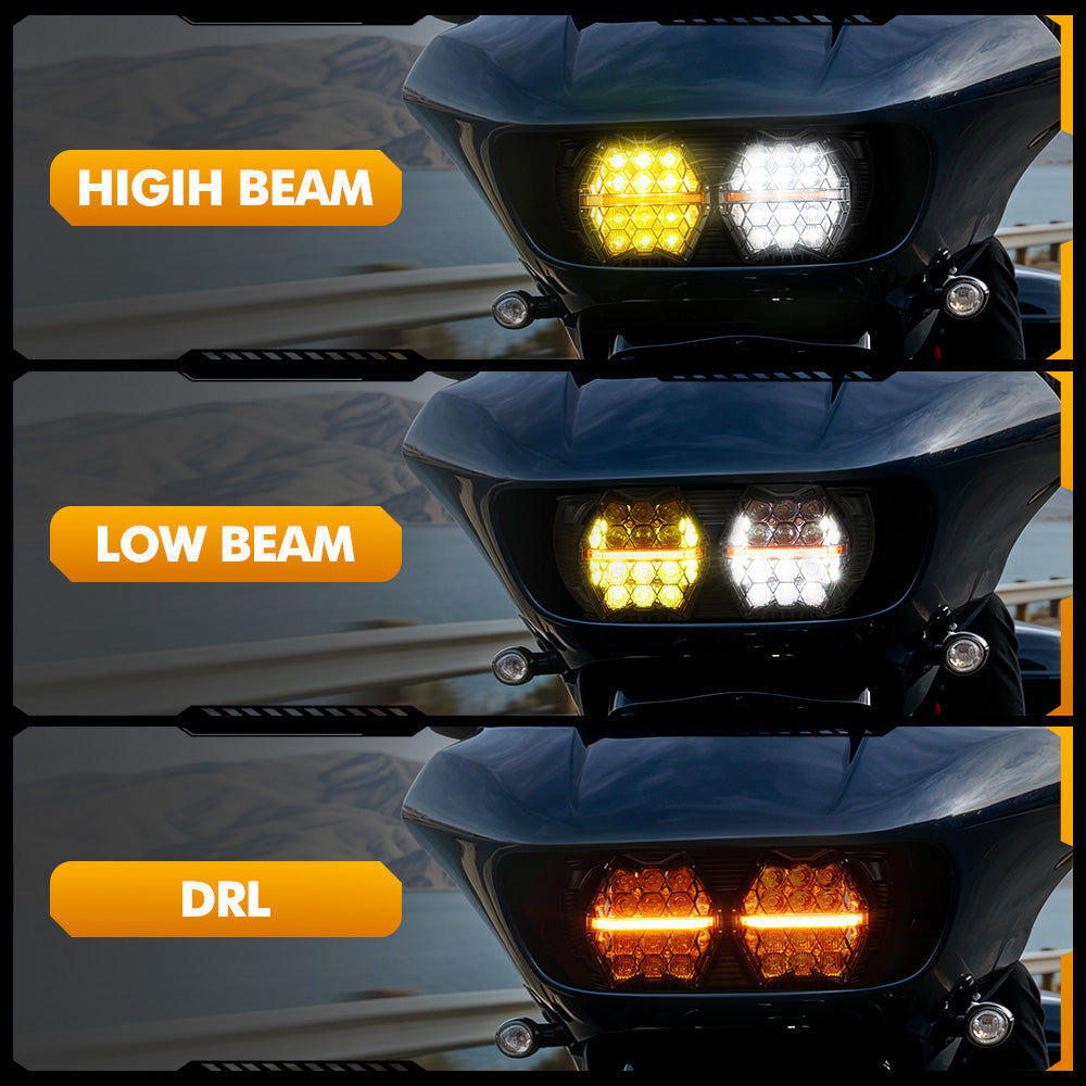 Auxbeam DOT Motorcycle LED Dual Headlight for 2015-2016 CVO Road Glide Ultra