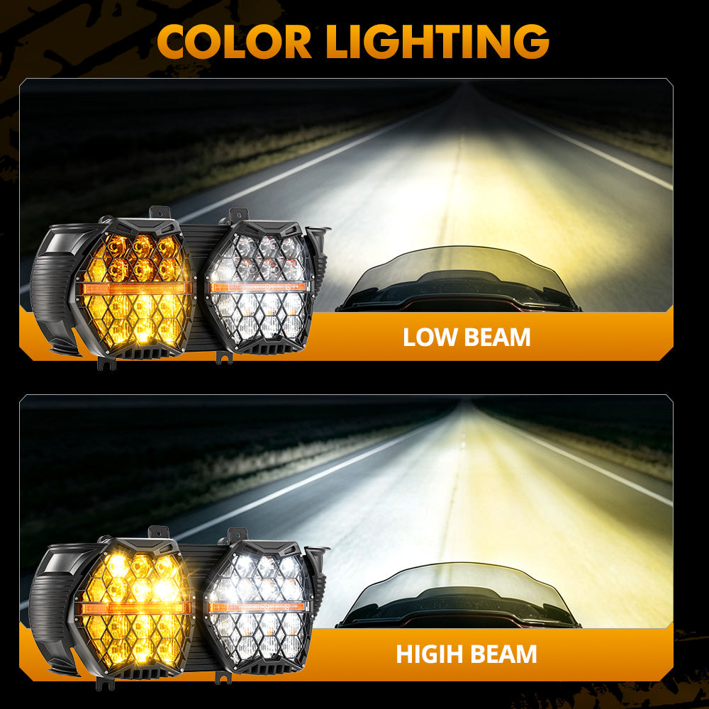 Auxbeam DOT Motorcycle LED Dual Headlight for 2015-2016 CVO Road Glide Ultra