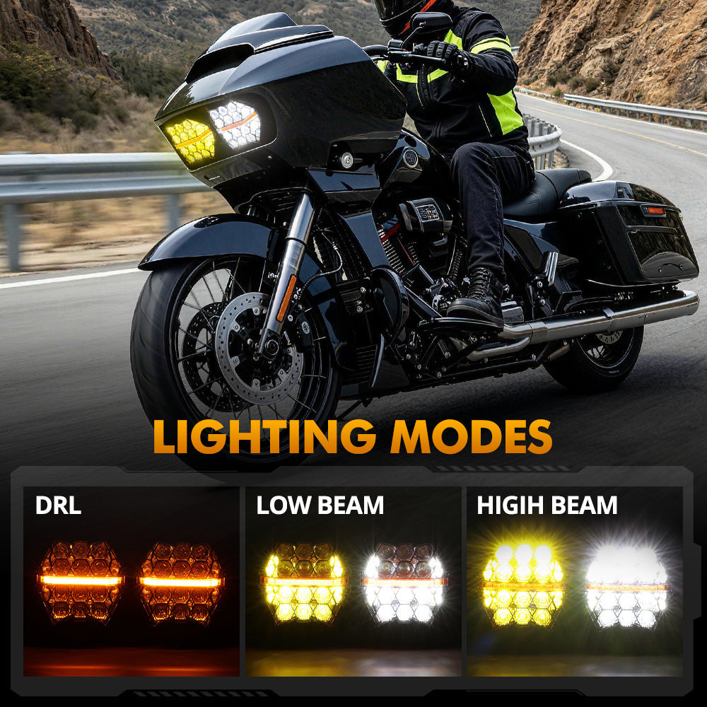 Auxbeam DOT Motorcycle LED Dual Headlight for 2015-2016 CVO Road Glide Ultra