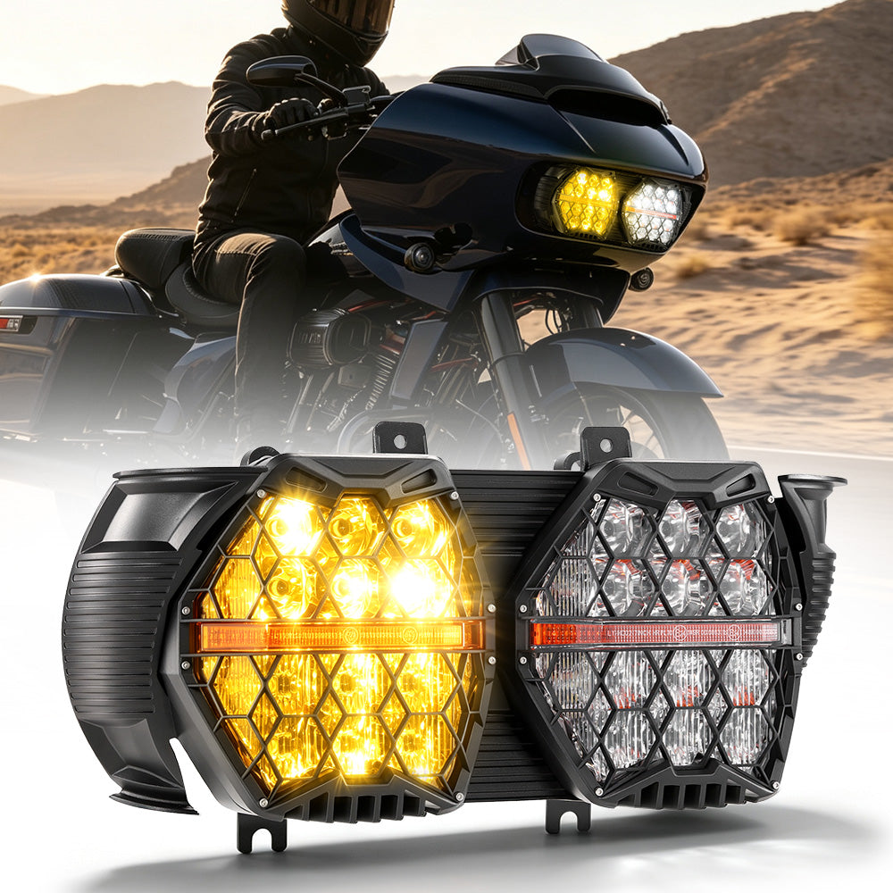 Auxbeam DOT Motorcycle LED Dual Headlight for 2015-2016 CVO Road Glide Ultra