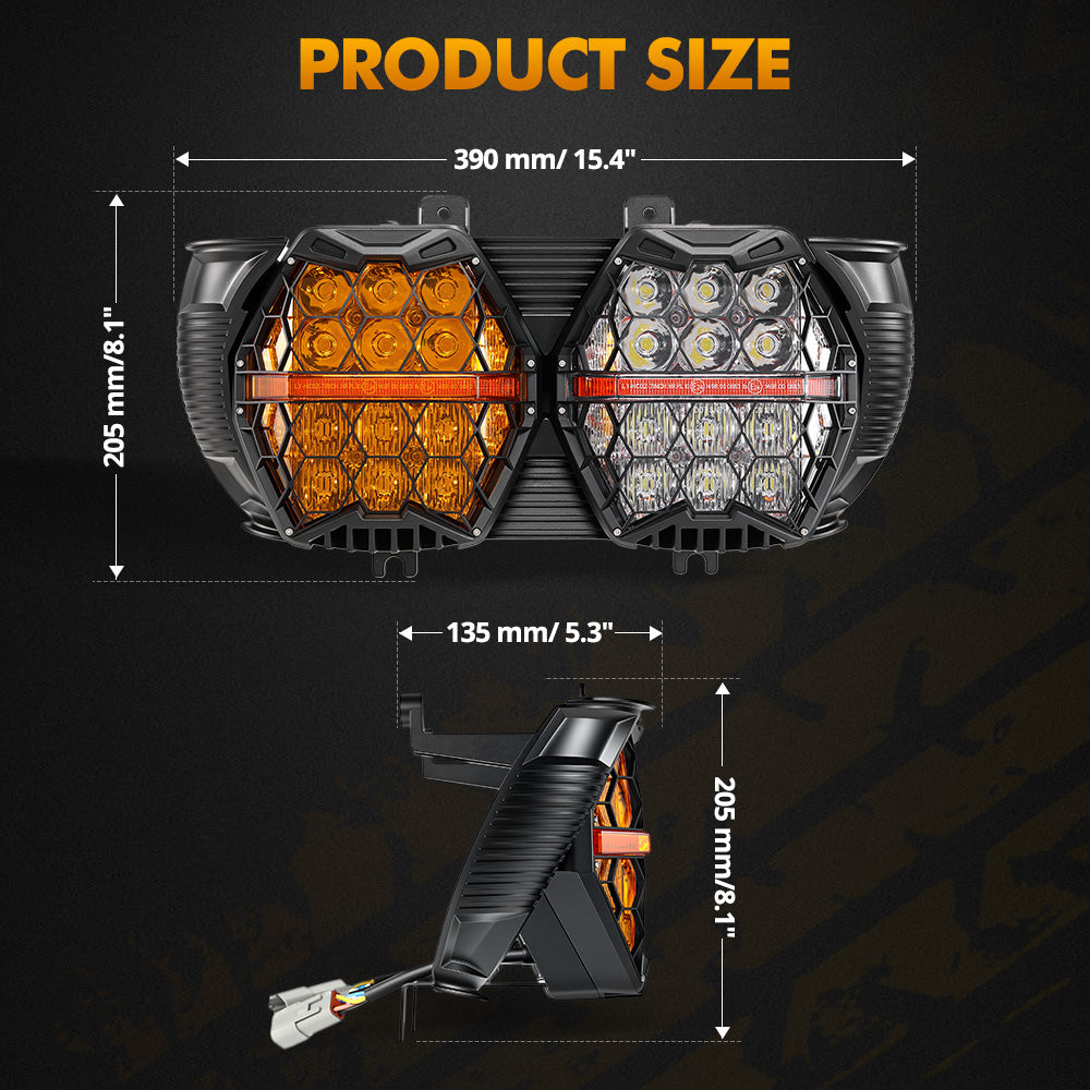 Auxbeam DOT Motorcycle LED Dual Headlight for 2015-2016 CVO Road Glide Ultra