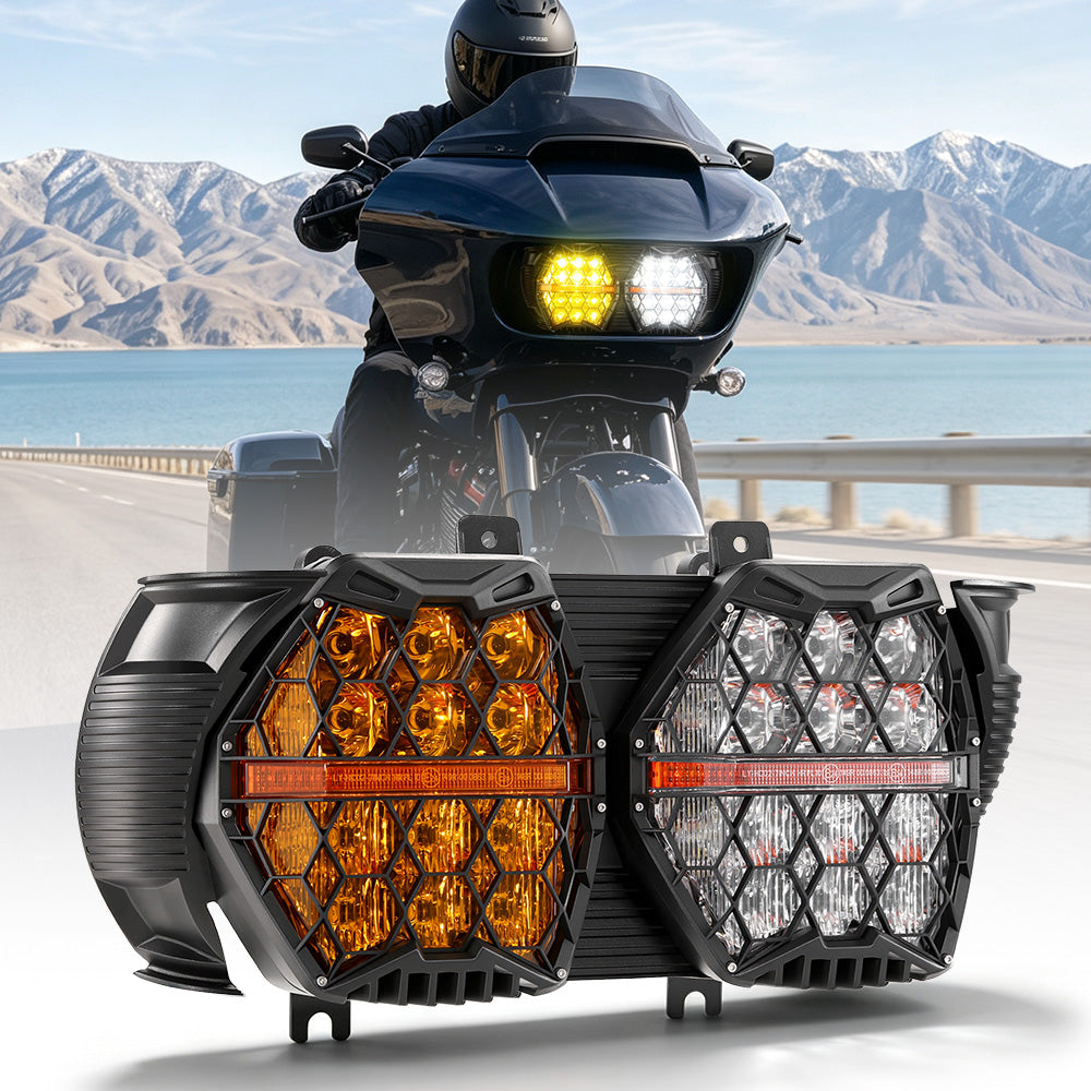 Auxbeam DOT Motorcycle LED Dual Headlight for 2015-2016 CVO Road Glide Ultra