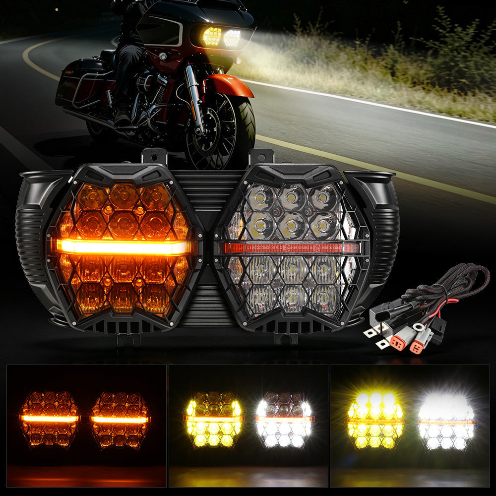 Auxbeam DOT Motorcycle LED Dual Headlight for 2015-2016 CVO Road Glide Ultra