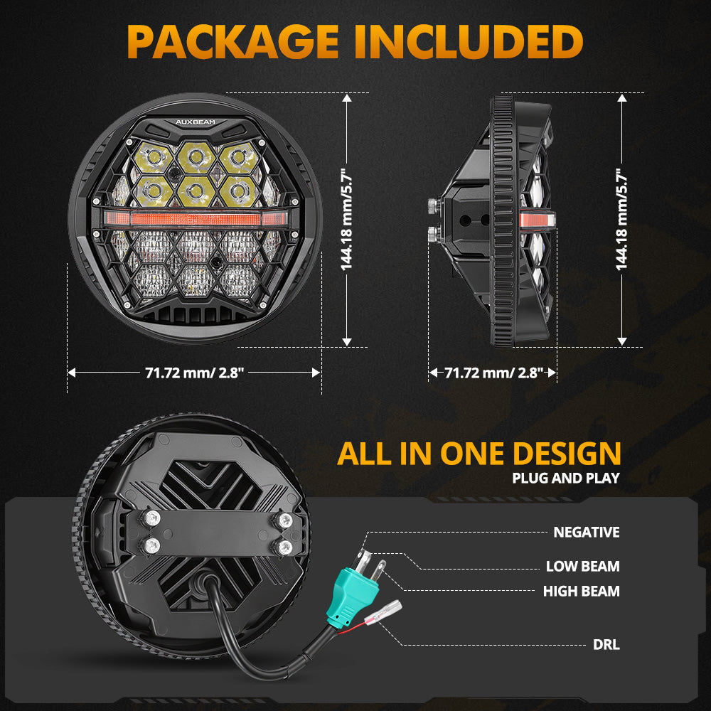 Auxbeam 5.75 Inch 60W DOT Motorcycle LED Headlight for 2015- 2020 Street 750