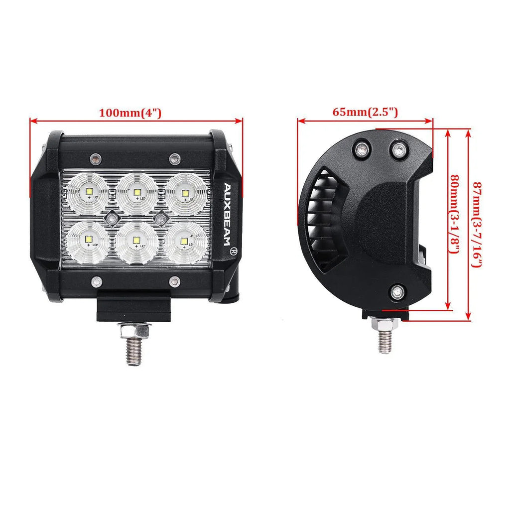Auxbeam 4" Classic-SM Series Dual Row LED Pod Light 6000K White Spot/Flood