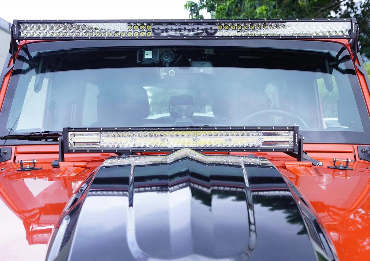 Auxbeam 52" 5D-PRO Light Bar&Windshield Mounting for Jeep Wrangler JK 2007~2017