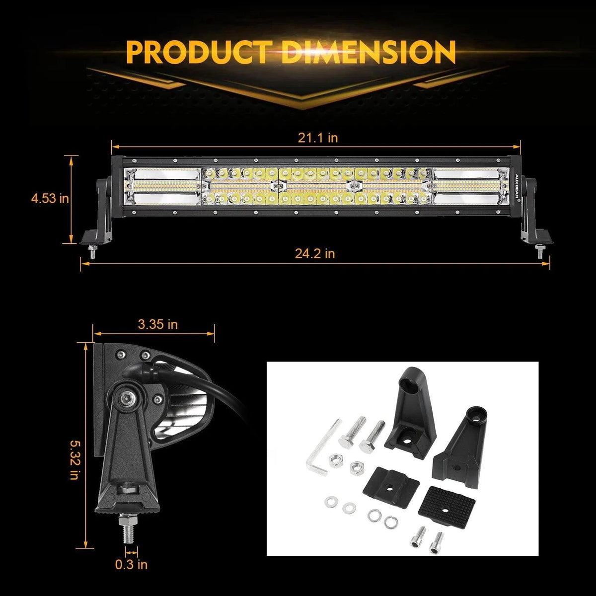 Auxbeam Series 22 Inch/30 Inch/42 Inch/50 Inch White&Amber LED Light Bars