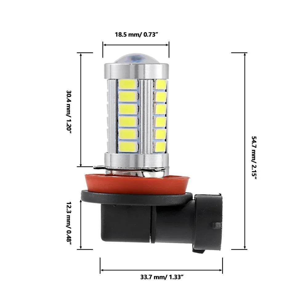 Auxbeam H11 H9 H8 H16JP LED Fog Light/DRL Bulbs 50W 6500K White 33LED Series 2